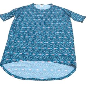 LulaRoe | Blue and Pink Funky Pattern Top